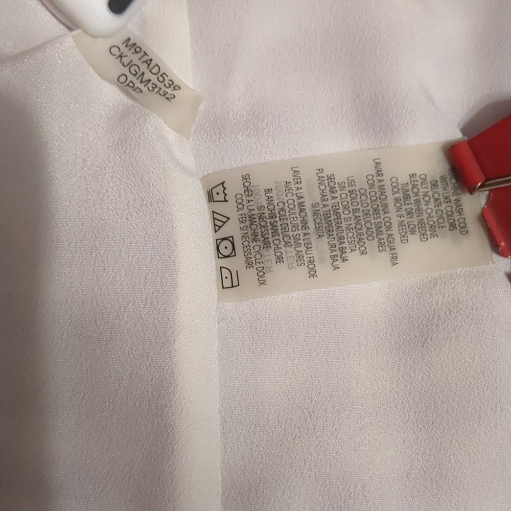 Calvin Klein Women Purple/White-V Neck Blouse 3/4 Sleeves Gingham check Size S - Picture 9 of 11